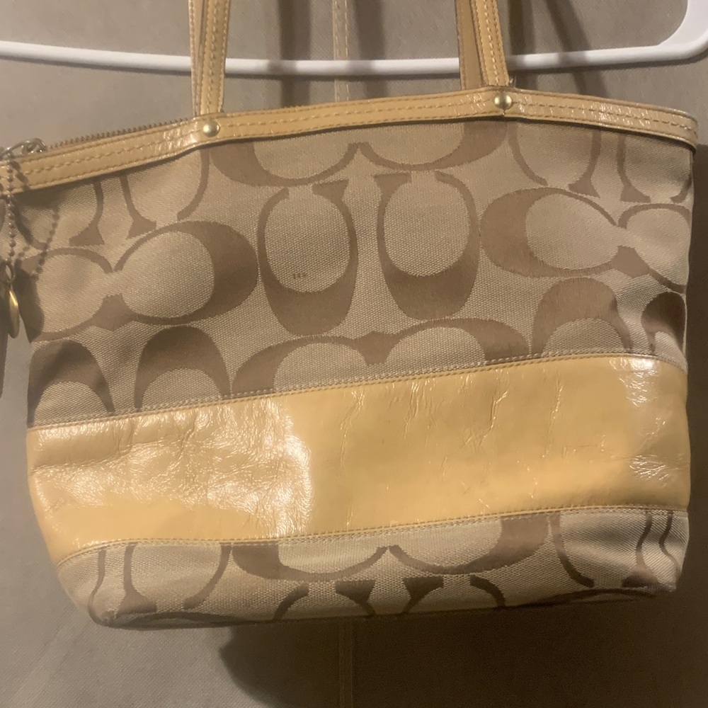 Coach Beige and Yellow Signature Tote